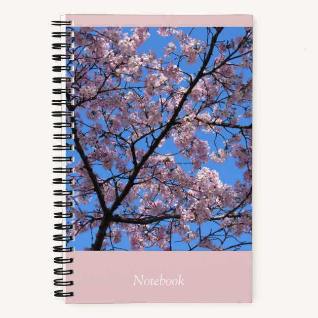 Pink Cherry Blossoms 5,5"x8,5" Notebook Notizbuch (Vorderseite)