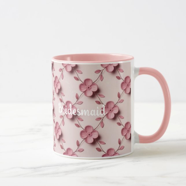 Pink Cherry Blossoms Bridesmaid Pink Combo Mug Tasse (Rechts)