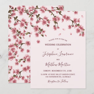 Pink Cherry Blossoms Hochzeit Einladung