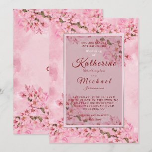 Pink Cherry Blossoms Hochzeit Einladung