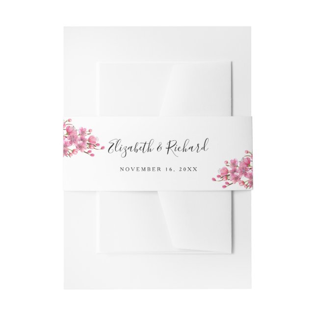 Pink Cherry Blossoms Hochzeit Einladungsbanderole (Vorderseite Beispiel)