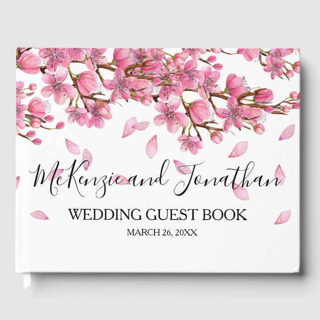 Pink Cherry Blossoms Hochzeit Gästebuch (Vorderseite)