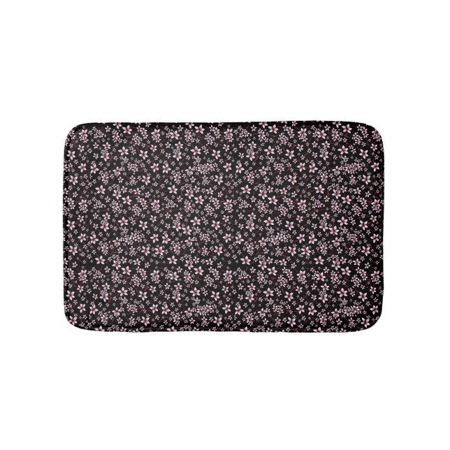 Pink Cherry Blossoms On Black Badematte (Vorderseite)