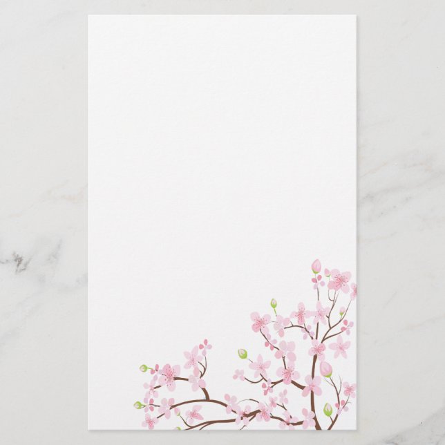 Pink Cherry Blossoms Stationierung Briefpapier (Vorderseite)