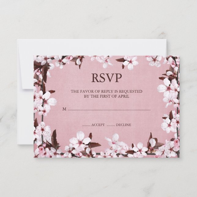 Pink Cherry blüht Border UAWG Response Cards RSVP Karte (Vorderseite)