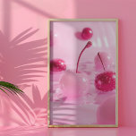 Pink Cherry Coquette Poster<br><div class="desc">Lassen Sie sich von diesem traumhaften Plakat im Coquette-Stil verzaubern und genießen Sie leckere rosafarbene Kirschen in glänzenden, würzigen Tönen. Dieses Stück, das perfekt dazu geeignet ist, Ihrem Zimmer eine Touch von flirtierendem Charme und spielerischer Eleganz zu verleihen, verbindet Retro-Vibes mit moderner Ästhetik und macht es zu einem unwiderstehlichen Herzstück....</div>