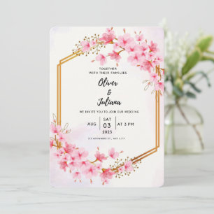 Pink Cherry Floral Wedding Einladung