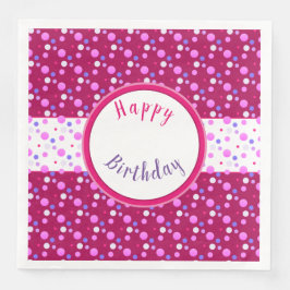 Pink Cherry Paper Polka Dot Birthday Napkins Serviette