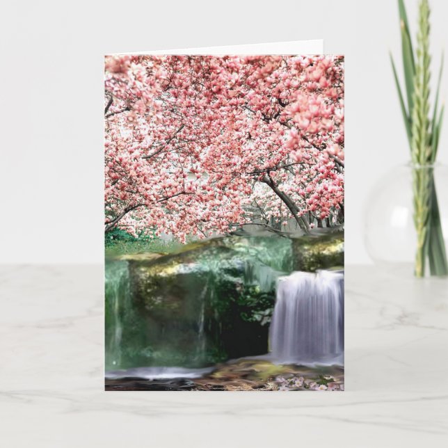 Pink Cherry Sakura Japanischer Blossom Tree Card Karte (Vorderseite)