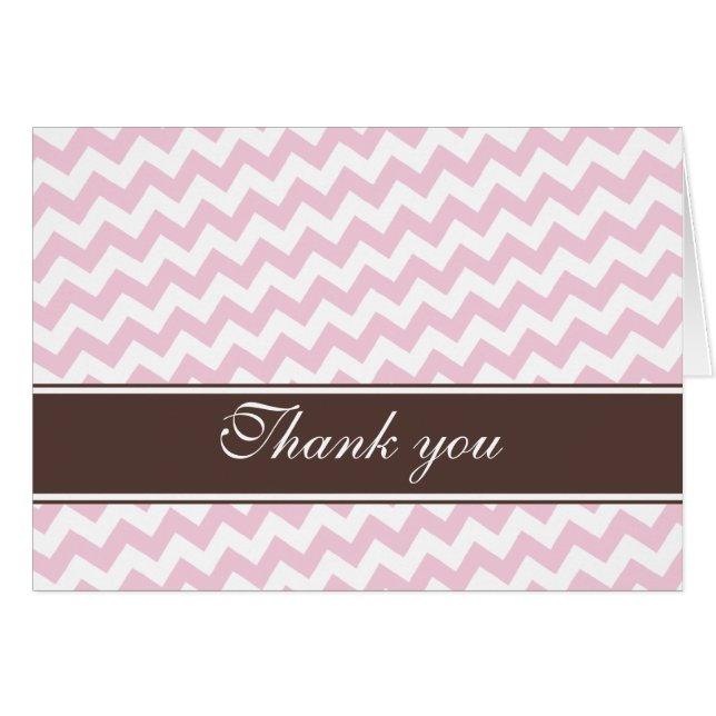 Pink Chevron Brown Stripe personnalisée Merci Cart (Devant Horizontal)