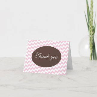 Pink Chevron et Brown Modern Thank You Cartes