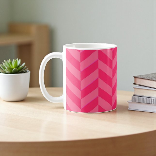 Pink Chevron Modern Tee &  Kaffeetasse (Pink Chevron Modern Tea & Coffee Mug)