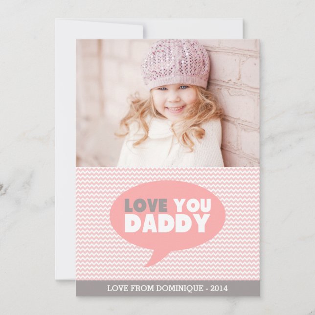 Pink Chevron Vous Aime Papa | carte Fête des pères (Devant)