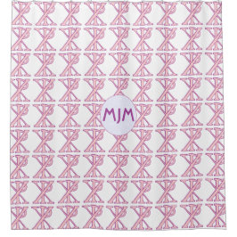Pink Chi Ro Cross Mit Monogramm Duschvorhang