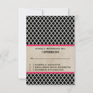 Pink Chic - Antwortkarte für Quatrefolien RSVP Karte