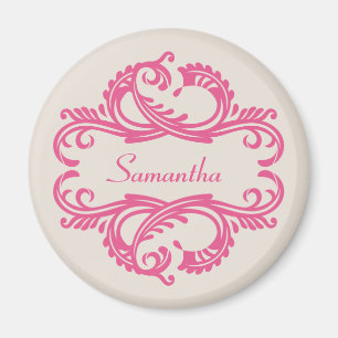 Pink Chic Damask Magnet