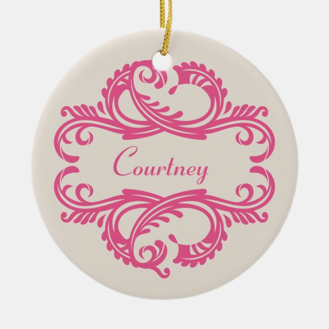 Pink Chic Damask Ornament (Vorne)