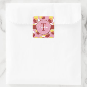 Pink Chic Geometric Polka Dots Muster Quadratischer Aufkleber