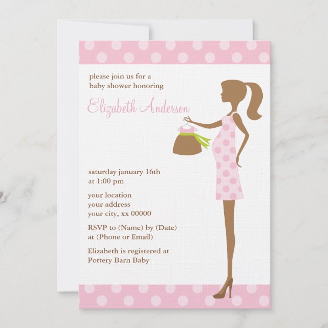 Pink Chic Mama als Babydusche Einladung (Vorderseite)