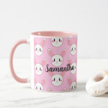 Pink Chic Modern Niedlich Fluffy Bunny Rabbit