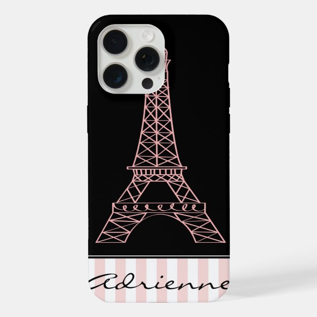 Pink Chic Paris Eiffel Tower iPhone 15 Pro Max Hülle (Rückseite)