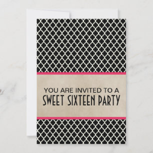 Pink Chic Quatrefoil Sweet 16 Invitation