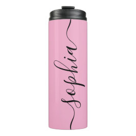 Pink Chic Script Custom Name Thermal Tumbler Thermosbecher