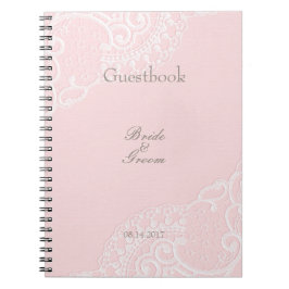 Pink Chic Vintag Elegant Lace Wedding Gästebuch Notizblock