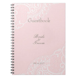 Pink Chic Vintag Elegant Lace Wedding Gästebuch Notizblock