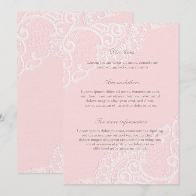 Pink Chic Vintag Elegante Hochzeit Einladung (Vorne/Hinten)