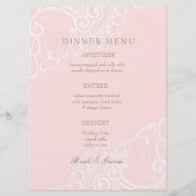 Pink Chic Vintag Elegante Hochzeitsmenü