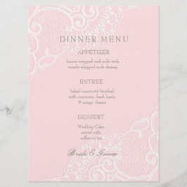 Pink Chic Vintag Elegante Hochzeitsmenü Menükarte