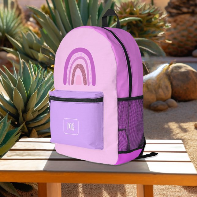 Pink Chic Whimsy Teens Monogram Bedruckter Rucksack (Von Creator hochgeladen)