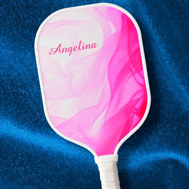 Pink Chiffon Abstrakt Elegante Individuelle Name Pickleball Schläger (Von Creator hochgeladen)
