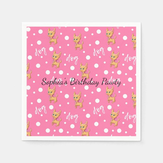 Pink Chihuahua Paper Napkins Serviette (Vorderseite)