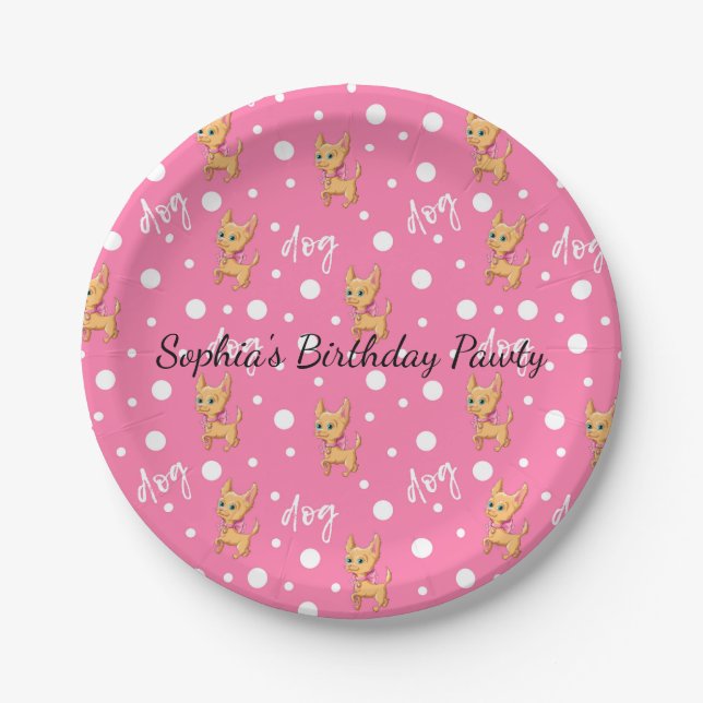 Pink Chihuahua Paper Party Teller (Vorderseite)