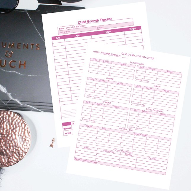 Pink Child Healthcare and Growth Tracker Seiten (Von Creator hochgeladen)