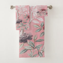 Pink Chinoiserie 3 Stück Luxus Badhandtuch Set