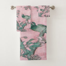 Pink Chinoiserie 3 Stück Luxus Badhandtuch Set