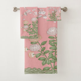 Pink Chinoiserie 3 Stück Luxus Badhandtuch Set