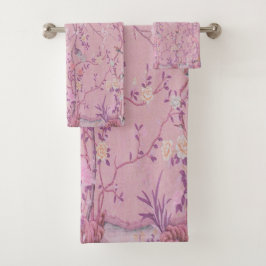 Pink Chinoiserie 3 Stück Luxus Badhandtuch Set