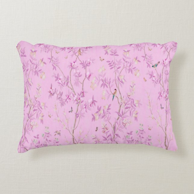 Pink Chinoiserie Akzent Kissen (Vorderseite)