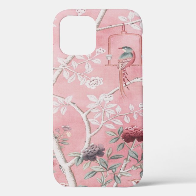 Pink Chinoiserie Bird Floral Elegant Case-Mate iPhone Hülle (Rückseite)