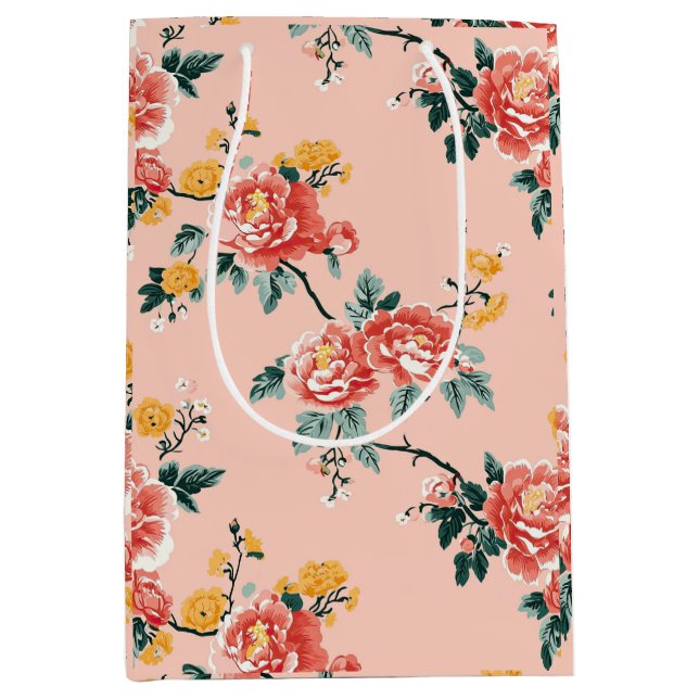 Pink Chinoiserie Blanche Mittlere Geschenktüte (Vorderseite)