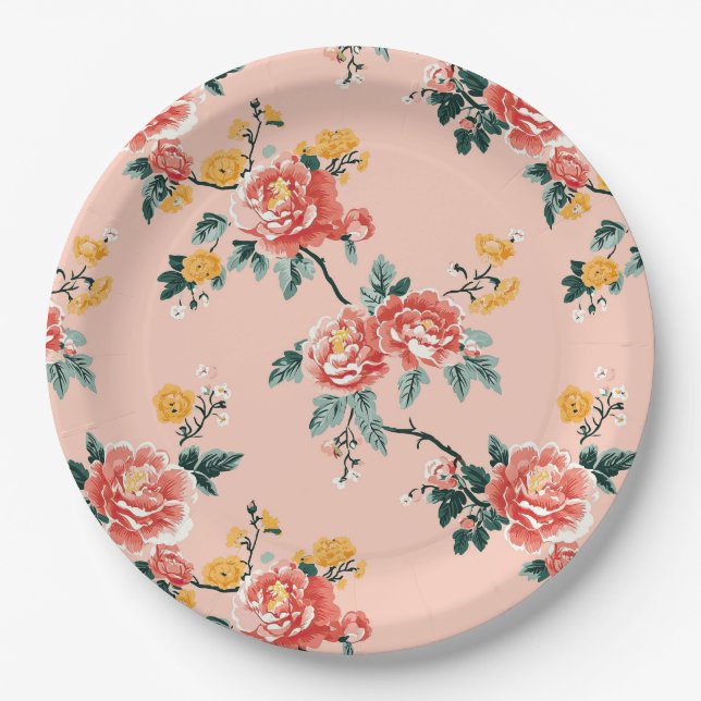 Pink Chinoiserie Blanche Pappteller (Vorderseite)