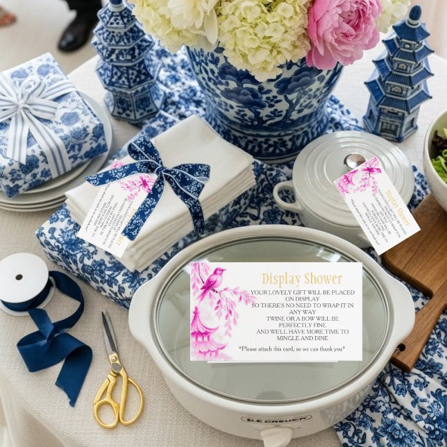 Pink Chinoiserie  Bridal Display Shower    Begleitkarte (Pink Chinoiserie Bridal Display Shower Enclosure Card)