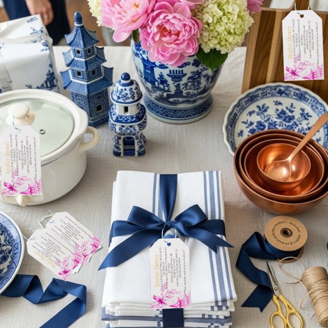 Pink Chinoiserie  Bridal Display Shower enclosure Geschenkanhänger (Pink Chinoiserie Bridal Display Shower enclosure Gift Tags)