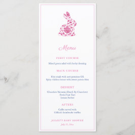 Pink Chinoiserie Bunny Bridal Shower Party Menükarte
