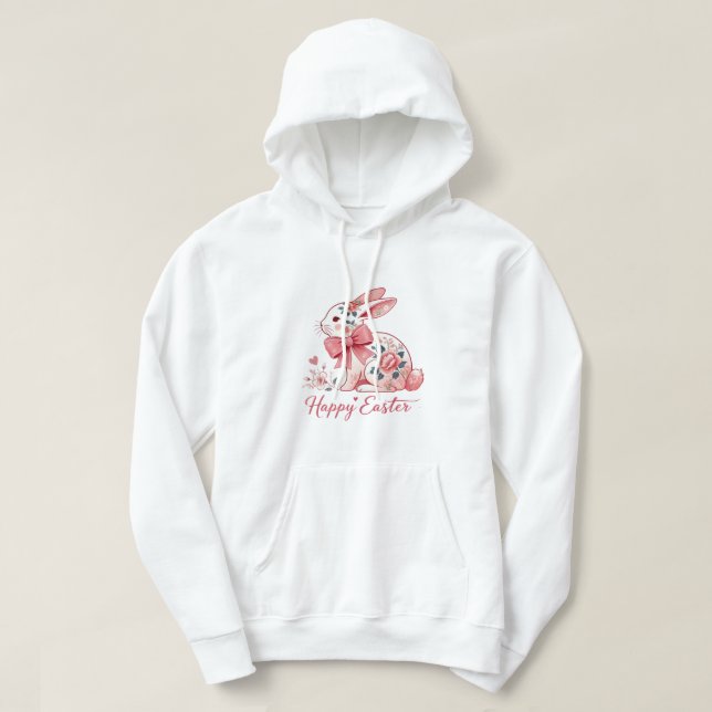 Pink Chinoiserie Bunny - Elegantes Ostern Hoodie (Design vorne)