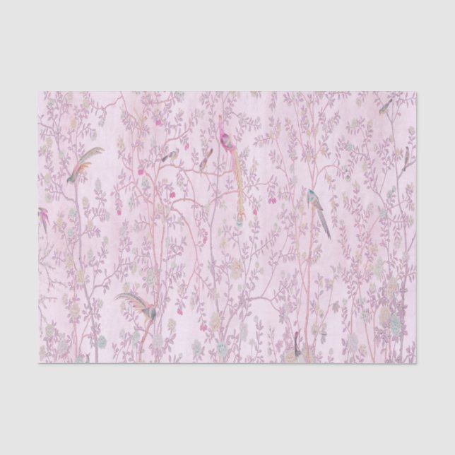 Pink Chinoiserie Chinesisch Dekoupage Seidenpapier (Vorderseite)